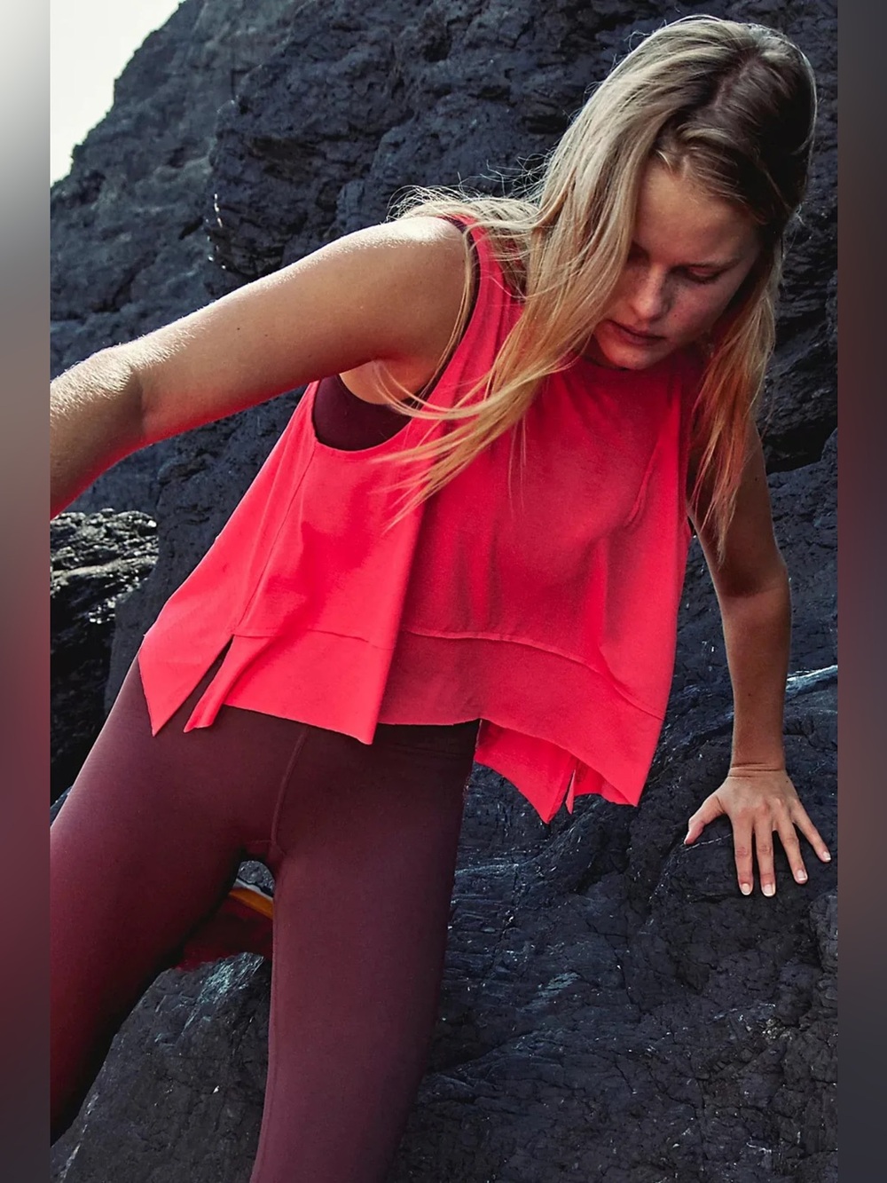 FP Movement Free People Tempo Tank Top Women’s Size S Pink Coral Like New